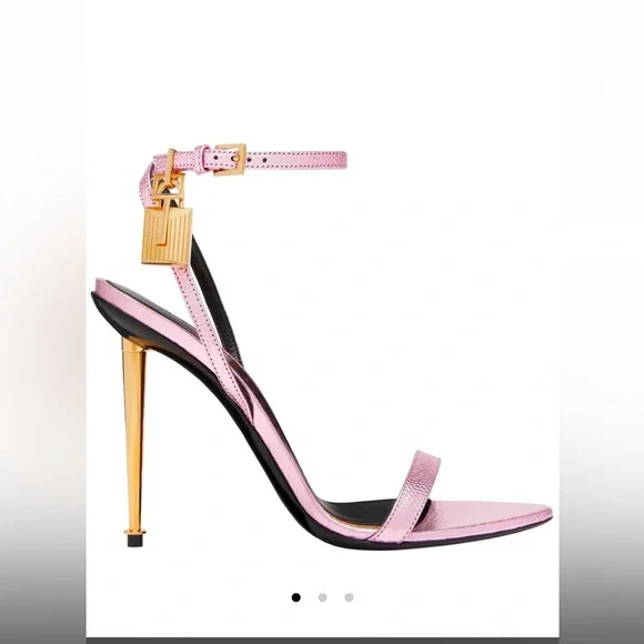 TOM FORD Printed Lizard Padlock Pointy Naked Sandal 105 - Picture 2 of 6